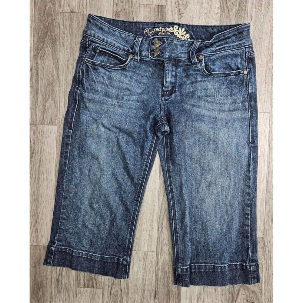 (3/$35) Refuge Size 9 Pockets Straight Leg Premium Denim Crop Blue Jeans Capris